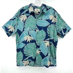 Island Shores Mens L Tropical Rayon Hawaiian Button Up Shirt Vacay Resort Beach